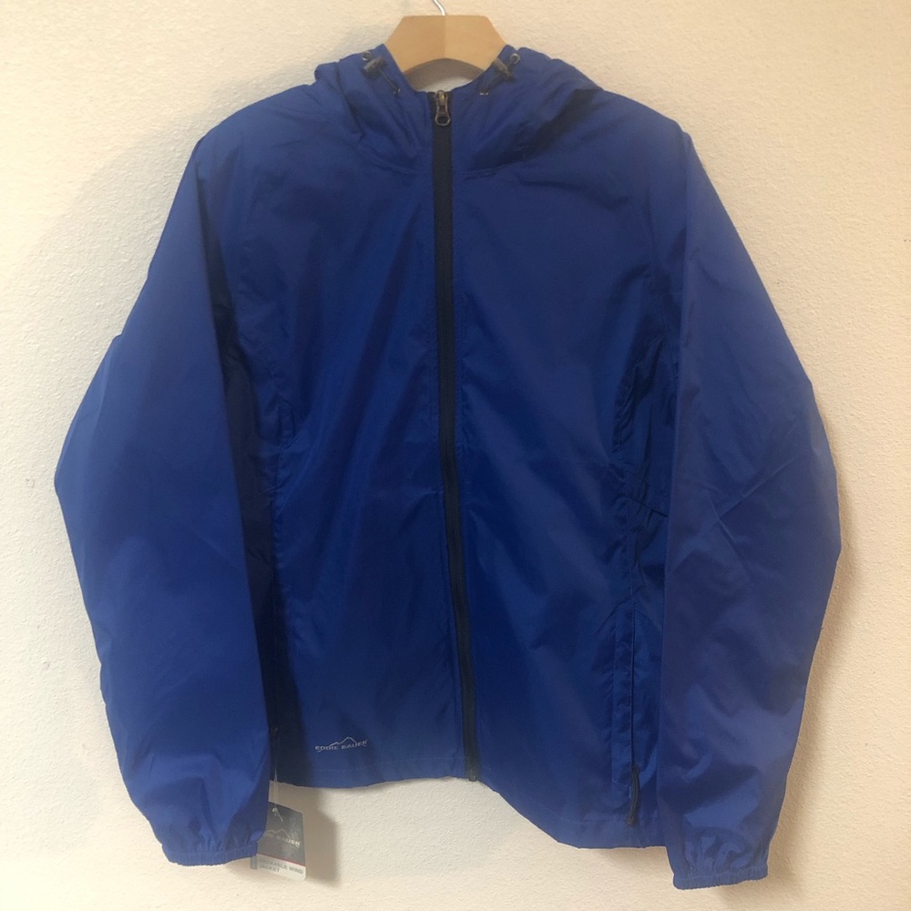 EDDIE BAUER ROYAL BLUE PACKABLE WIND JACKET